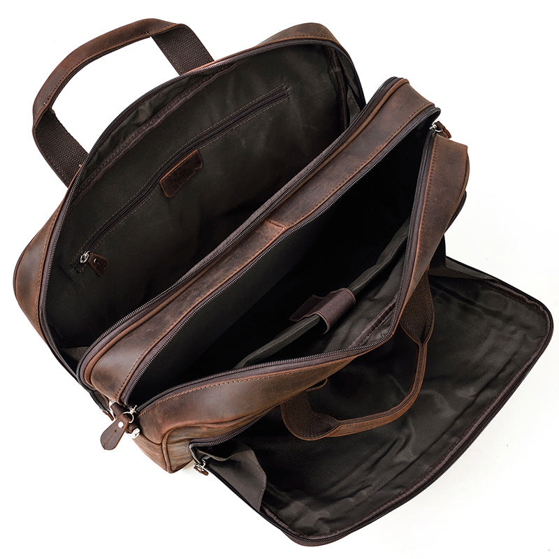 Men's Crazy Horse Leather Business Vintage Commuter Men's Handbags