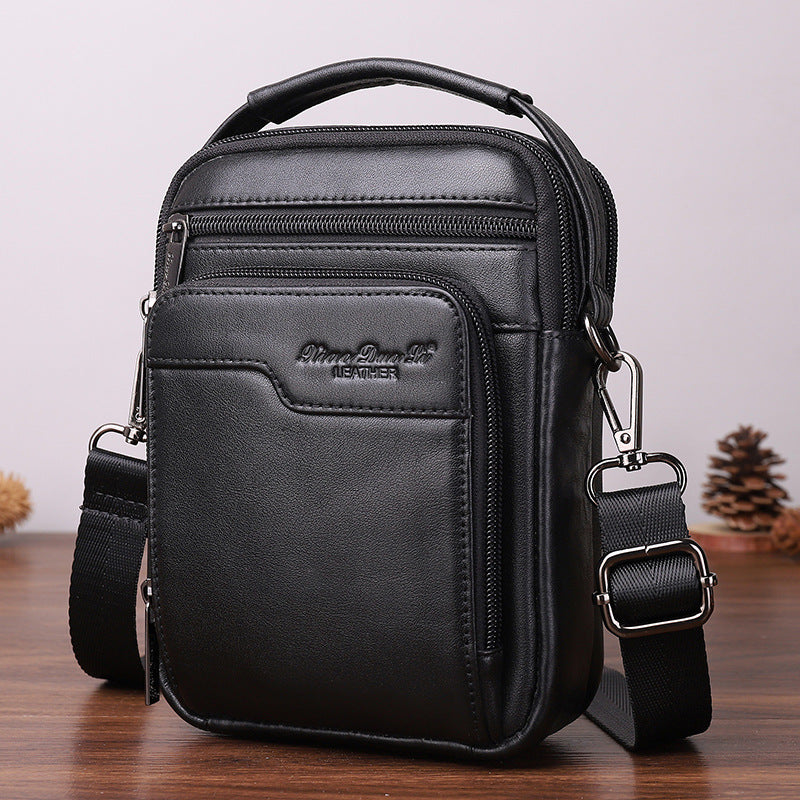 Men's Leather Mini Cowhide Multifunctional Mobile Men's Messenger Bags