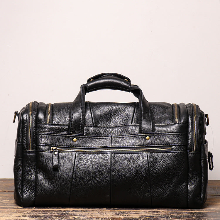 Men's Retro Frosted Leather Portable Genuine Short Travel Bags