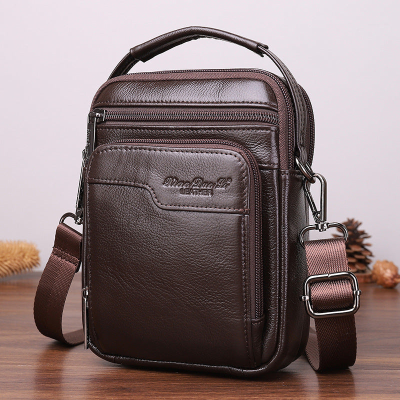 Men's Leather Mini Cowhide Multifunctional Mobile Men's Messenger Bags