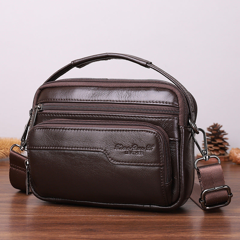 Men's Leather Mini Cowhide Multifunctional Mobile Men's Messenger Bags