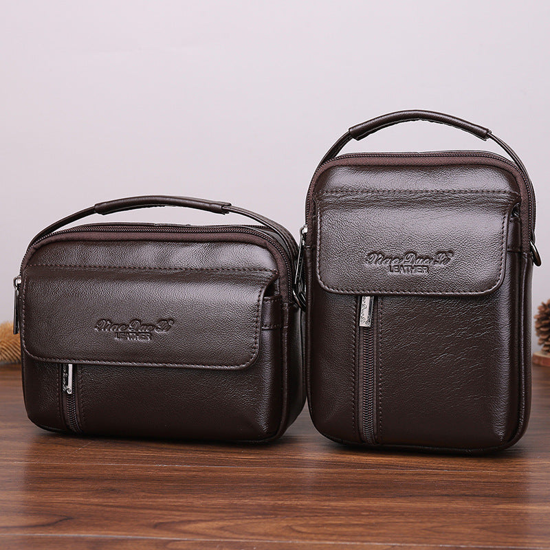Men's Slouchy Trendy Leather Cowhide Mobile Men's Messenger Bags