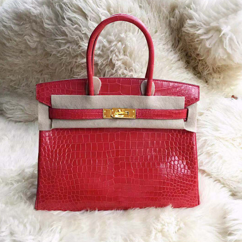 Women's Crocodile Pattern Cowhide Big Commuter Bridal Shoulder Bags