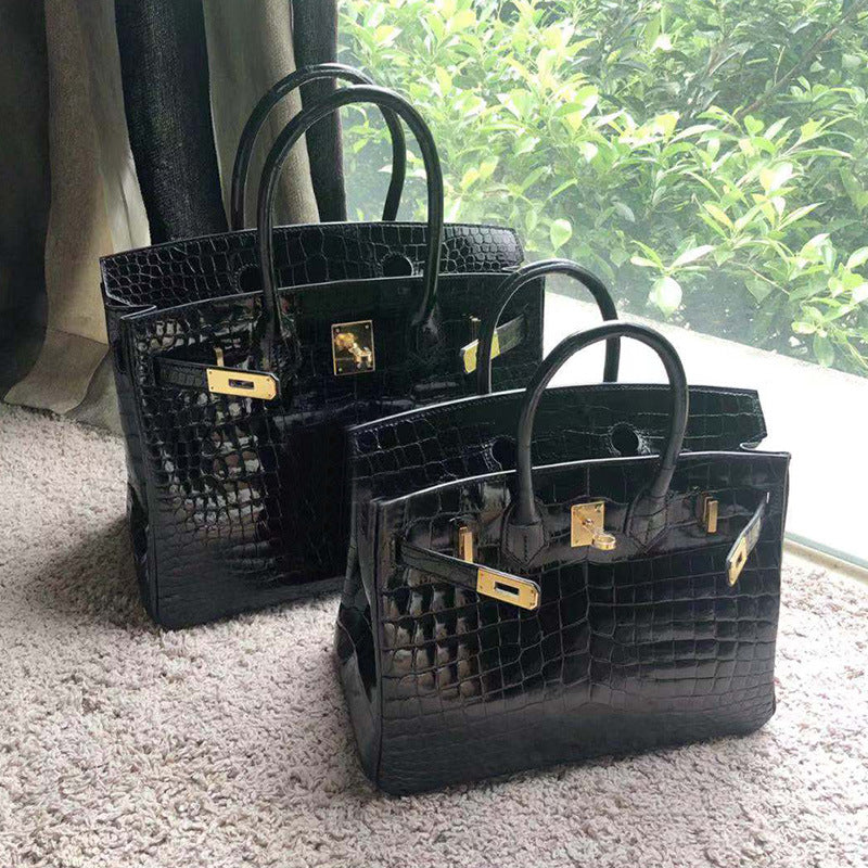 Women's Crocodile Pattern Cowhide Big Commuter Bridal Shoulder Bags