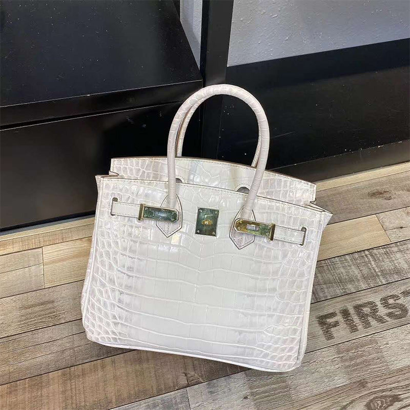 Women's Crocodile Pattern Cowhide Big Commuter Bridal Shoulder Bags