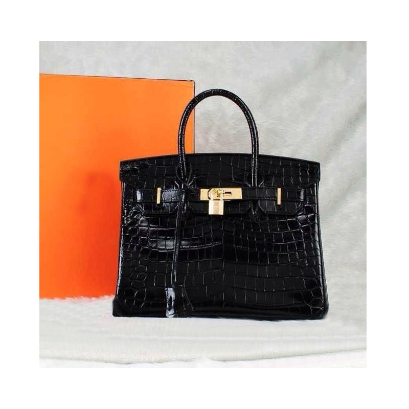 Women's Crocodile Pattern Cowhide Big Commuter Bridal Shoulder Bags