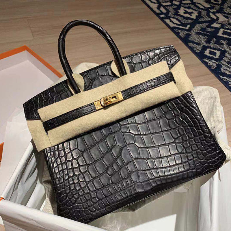 Women's Crocodile Pattern Cowhide Big Commuter Bridal Shoulder Bags