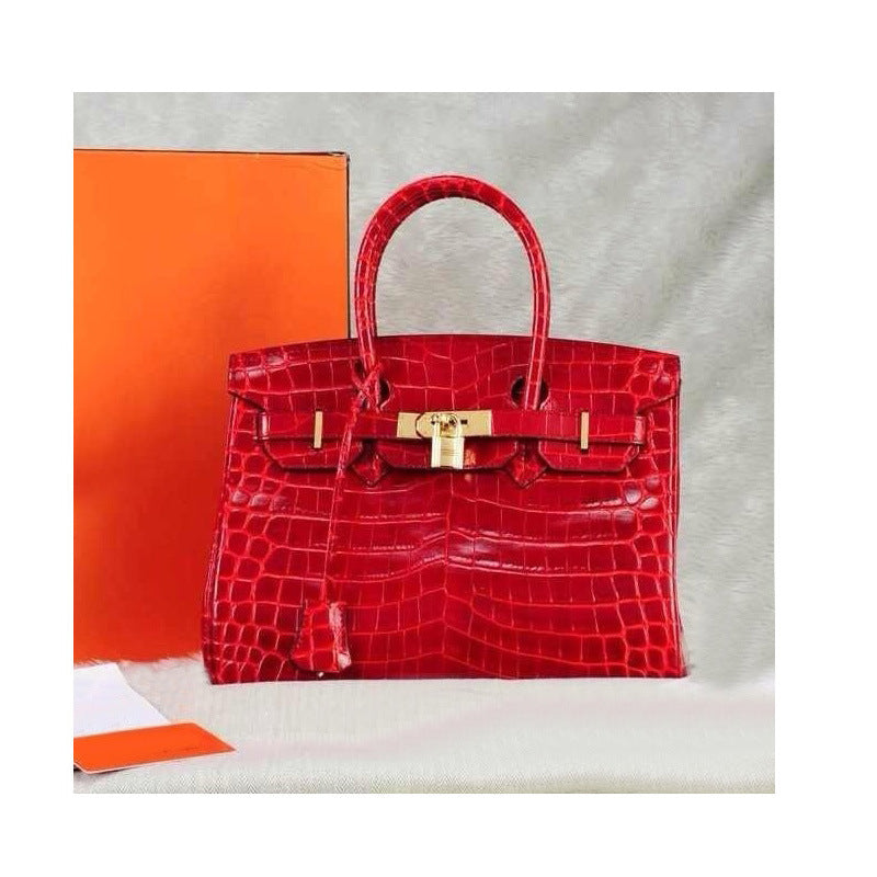 Women's Crocodile Pattern Cowhide Big Commuter Bridal Shoulder Bags