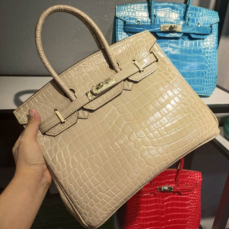 Women's Crocodile Pattern Cowhide Big Commuter Bridal Shoulder Bags