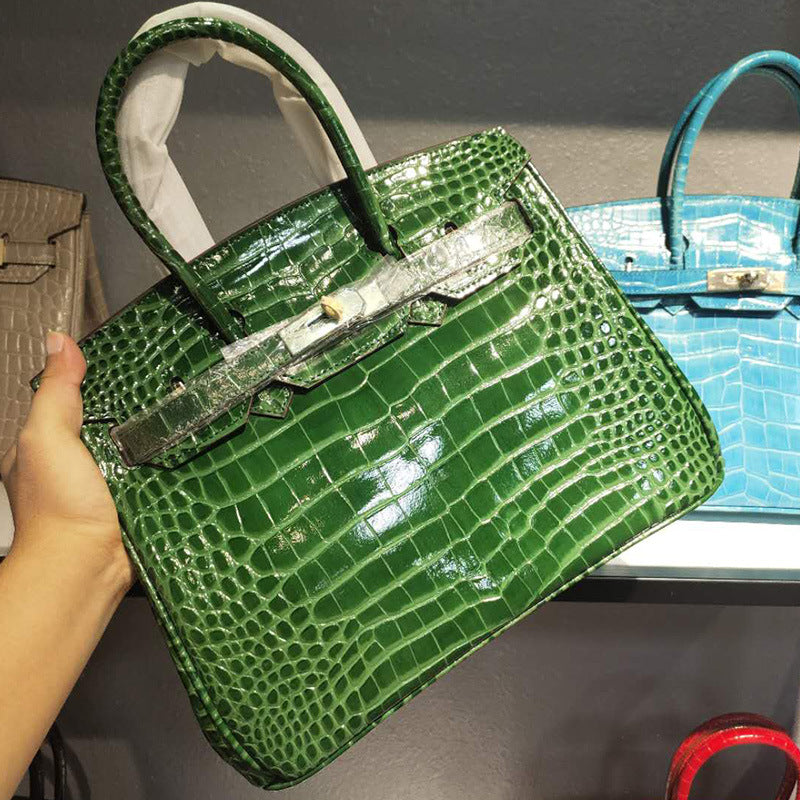 Women's Crocodile Pattern Cowhide Big Commuter Bridal Shoulder Bags