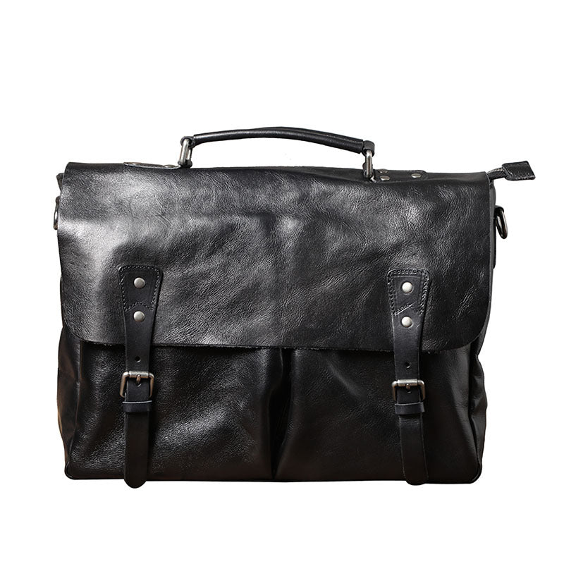 Men's First Layer Cowhide Leather Genuine Portable Men's Messenger Bags