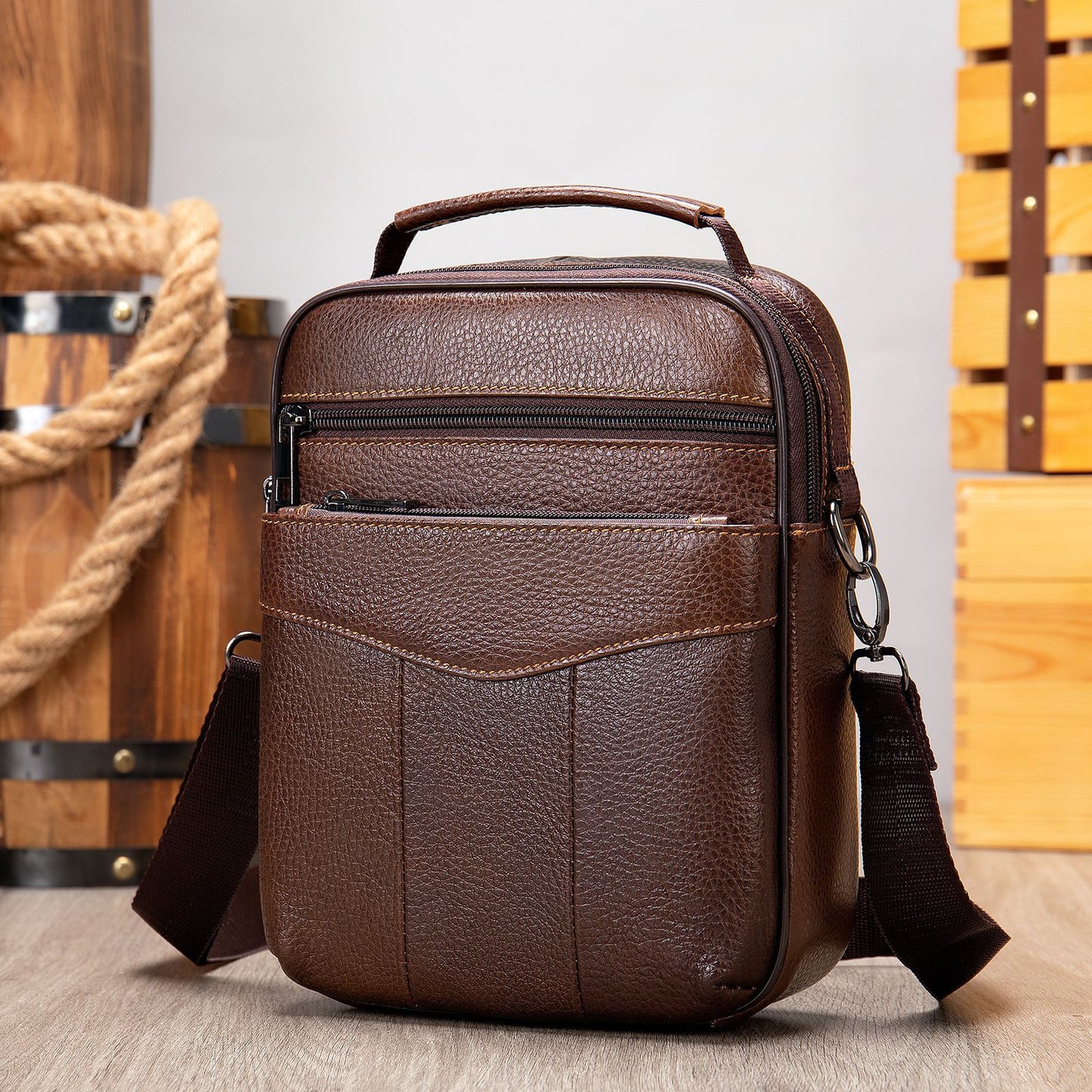 Men's Business Leather Top Layer Cowhide Fashion Men's Shoulder Bags