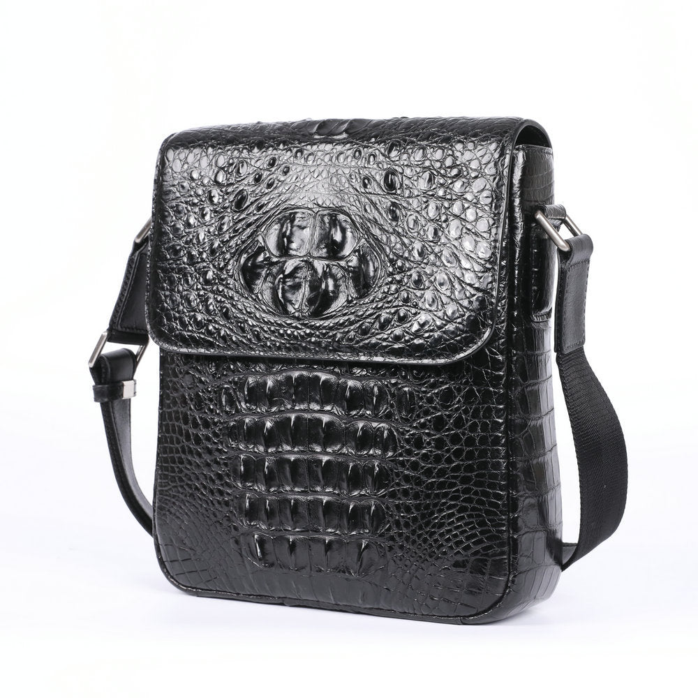 Men's Siamese Crocodile Fish Skin Large Capacity Leather Men's Messenger Bags