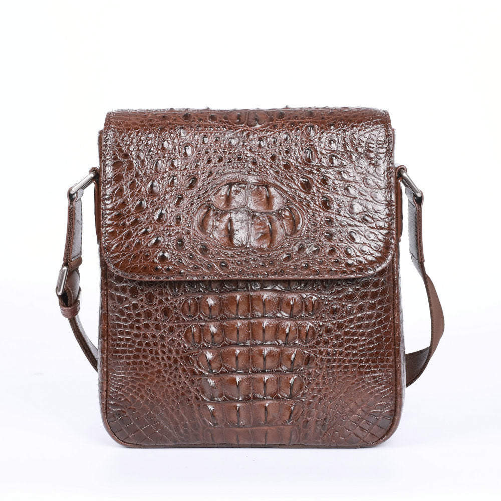 Men's Siamese Crocodile Fish Skin Large Capacity Leather Men's Messenger Bags