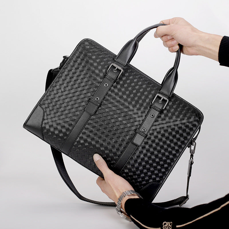 Elegant Men's Classic Business Hand-held Woven Men's Handbags