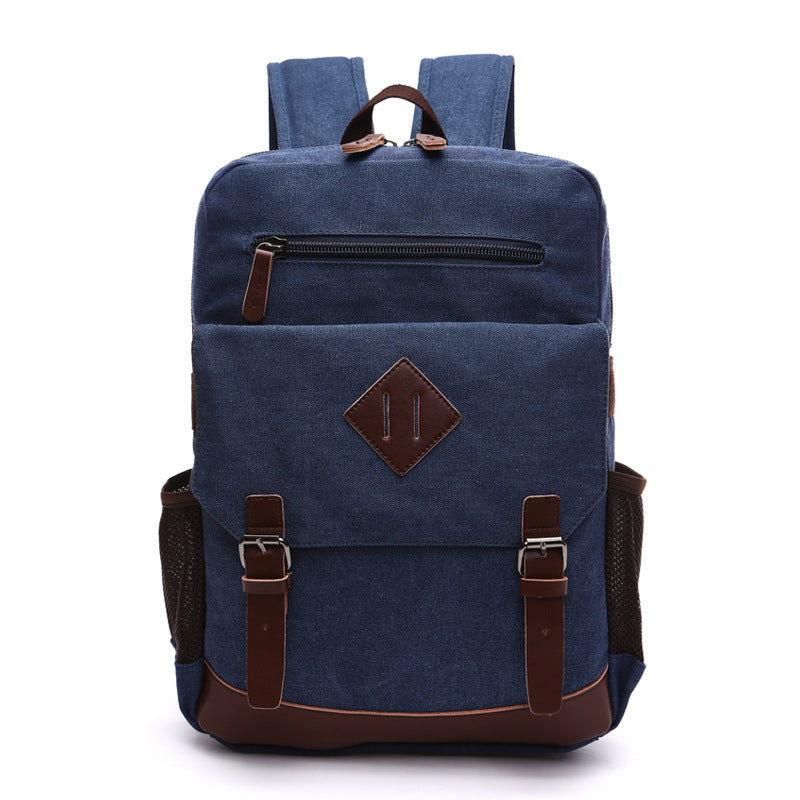 Men's Quality Washed Canvas Solid Color Large Backpacks