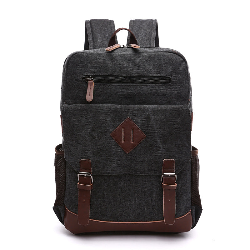 Men's Quality Washed Canvas Solid Color Large Backpacks