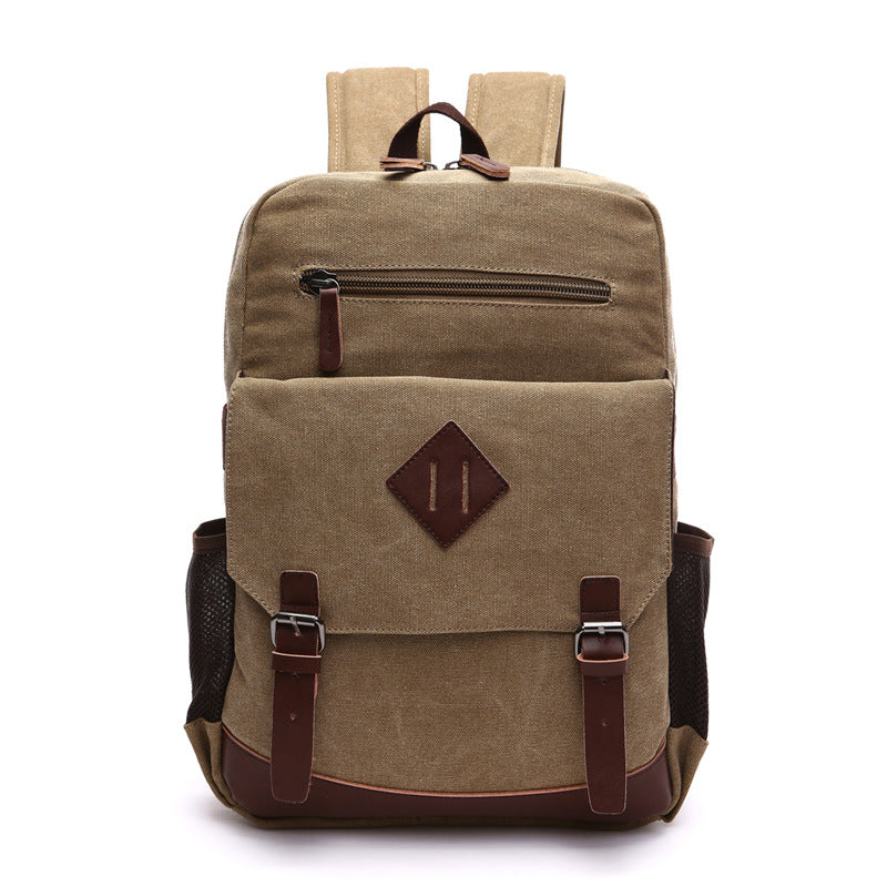 Men's Quality Washed Canvas Solid Color Large Backpacks