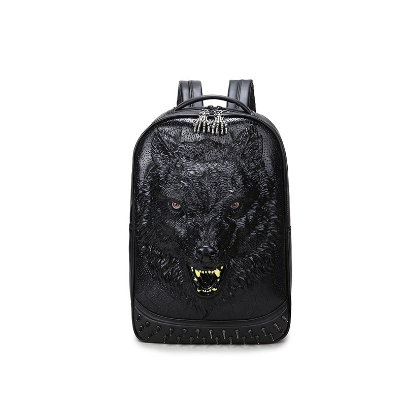 Fierce Wolf Head Rivet Ghost Hand Trendy Backpacks