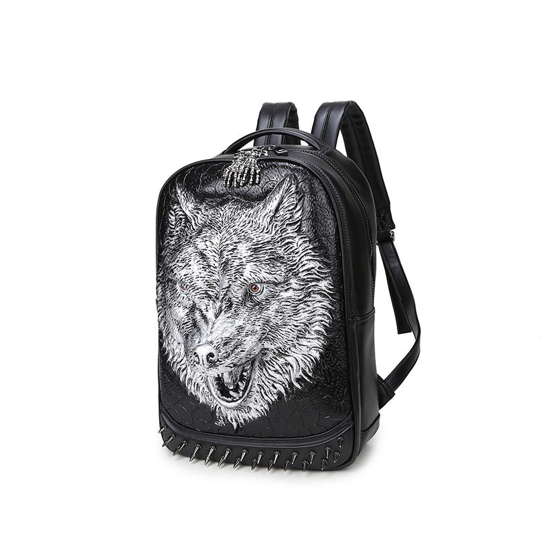 Fierce Wolf Head Rivet Ghost Hand Trendy Backpacks