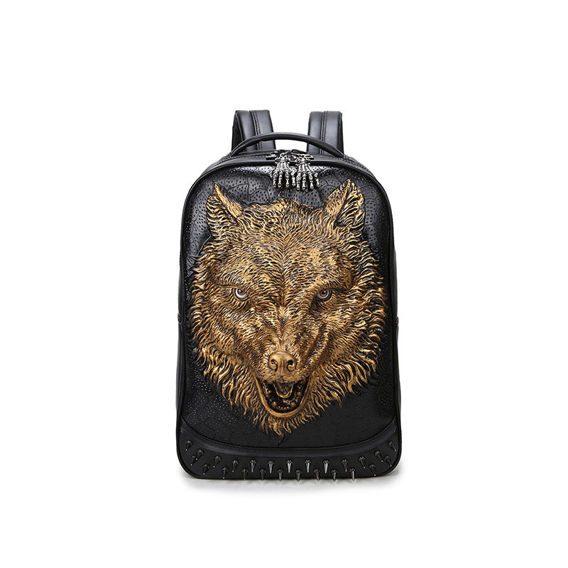 Fierce Wolf Head Rivet Ghost Hand Trendy Backpacks