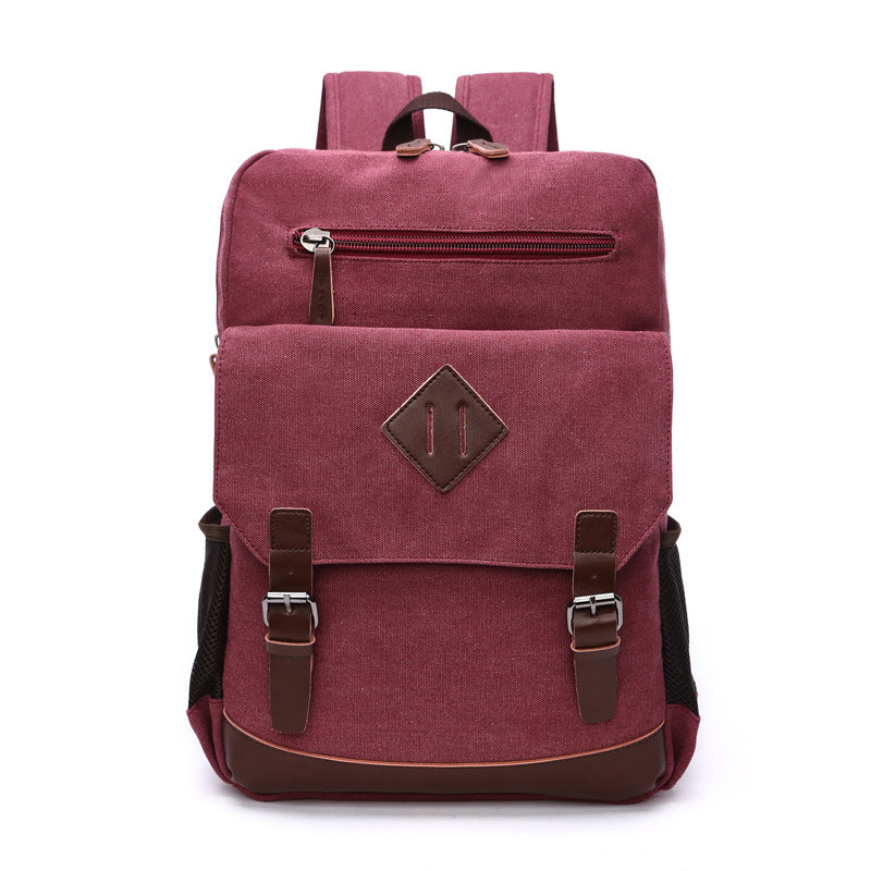 Men's Quality Washed Canvas Solid Color Large Backpacks