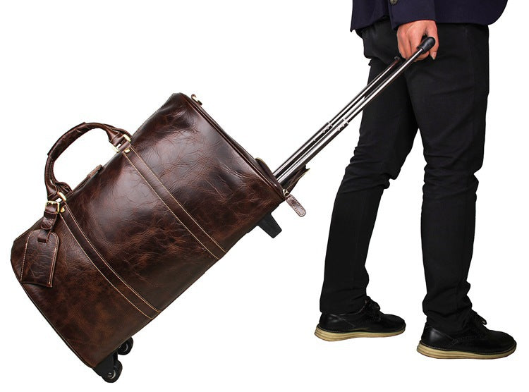 Men's Trendy Leather Large Capacity Durable Travel Bags