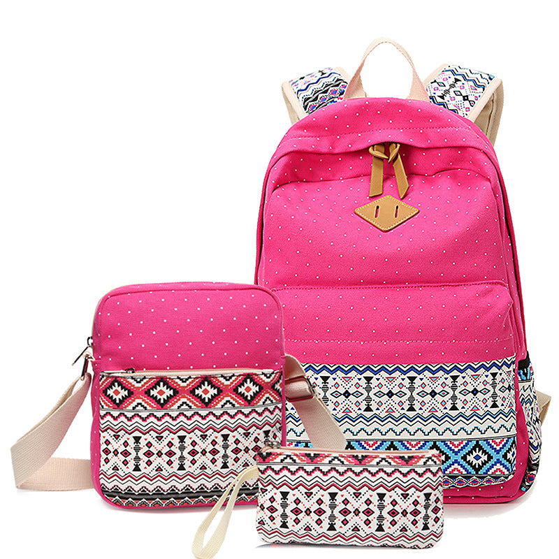 Women's Canvas Ethnic Style Pencil Three-piece Set Bags