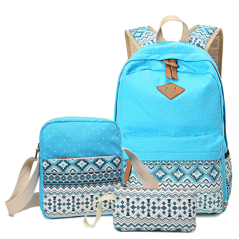 Women's Canvas Ethnic Style Pencil Three-piece Set Bags