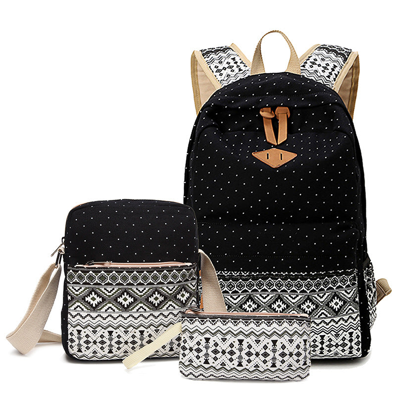 Women's Canvas Ethnic Style Pencil Three-piece Set Bags