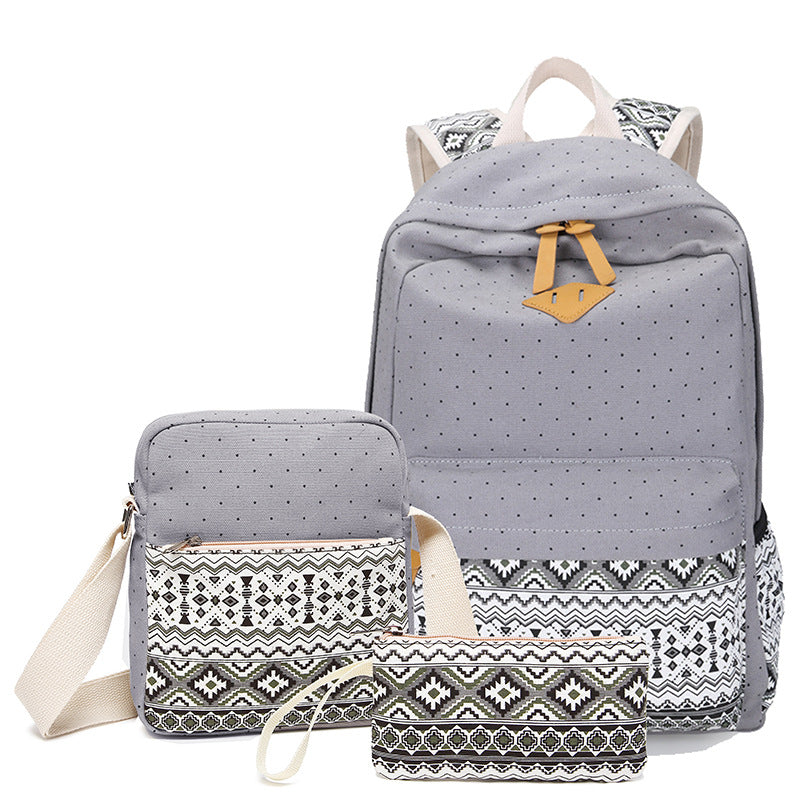 Women's Canvas Ethnic Style Pencil Three-piece Set Bags