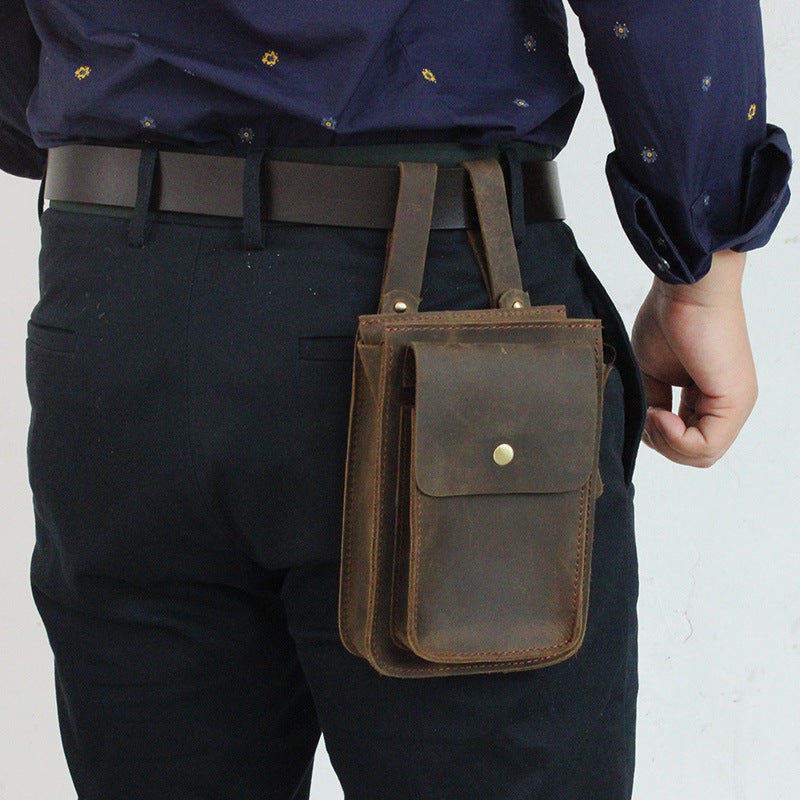 Men's Retro Crazy Horse Leather Genuine Wear Shoulder Bags