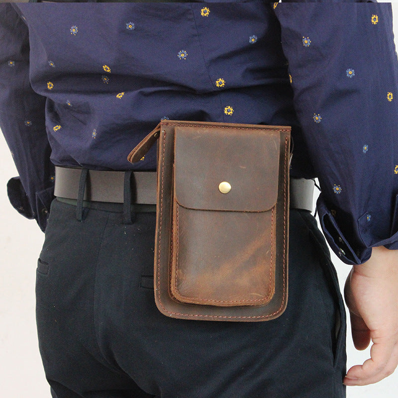 Men's Retro Crazy Horse Leather Genuine Wear Shoulder Bags