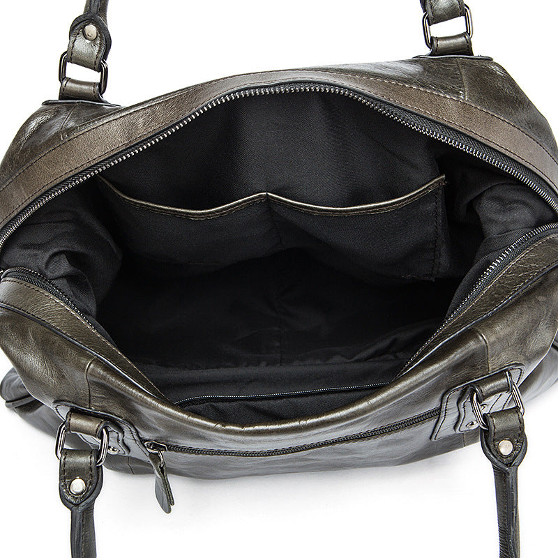 Leather Vintage Genuine Short Business Trip Travel Bags