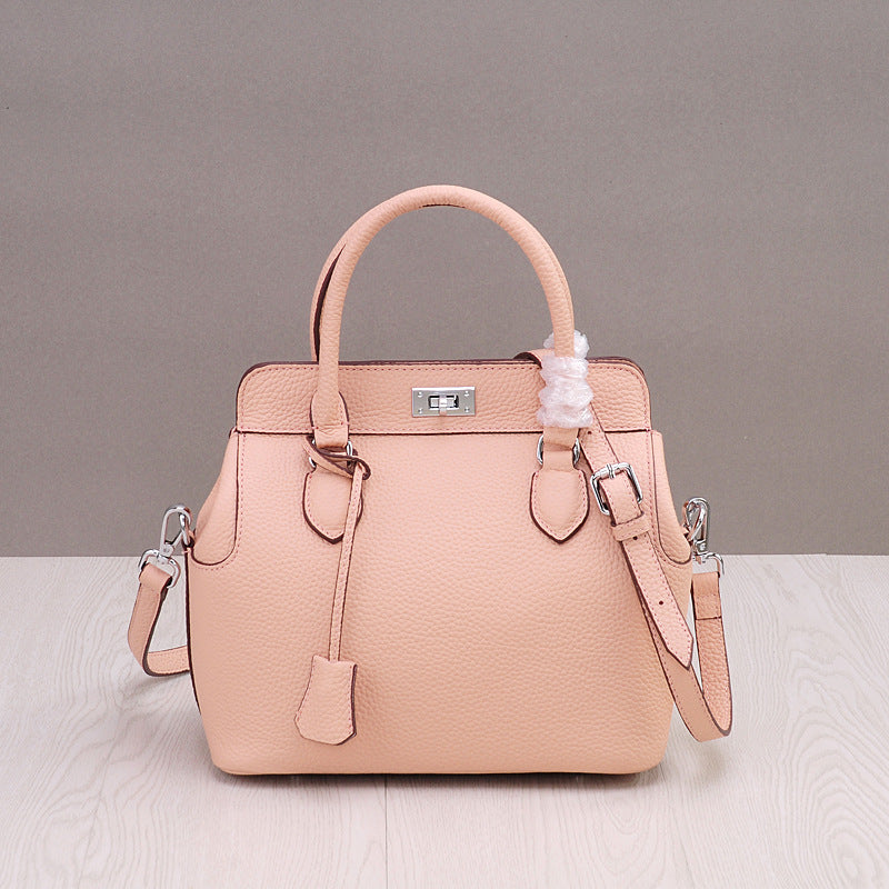 Women's Layer Cowhide Milk Carton Portable Korean Crossbody Bags