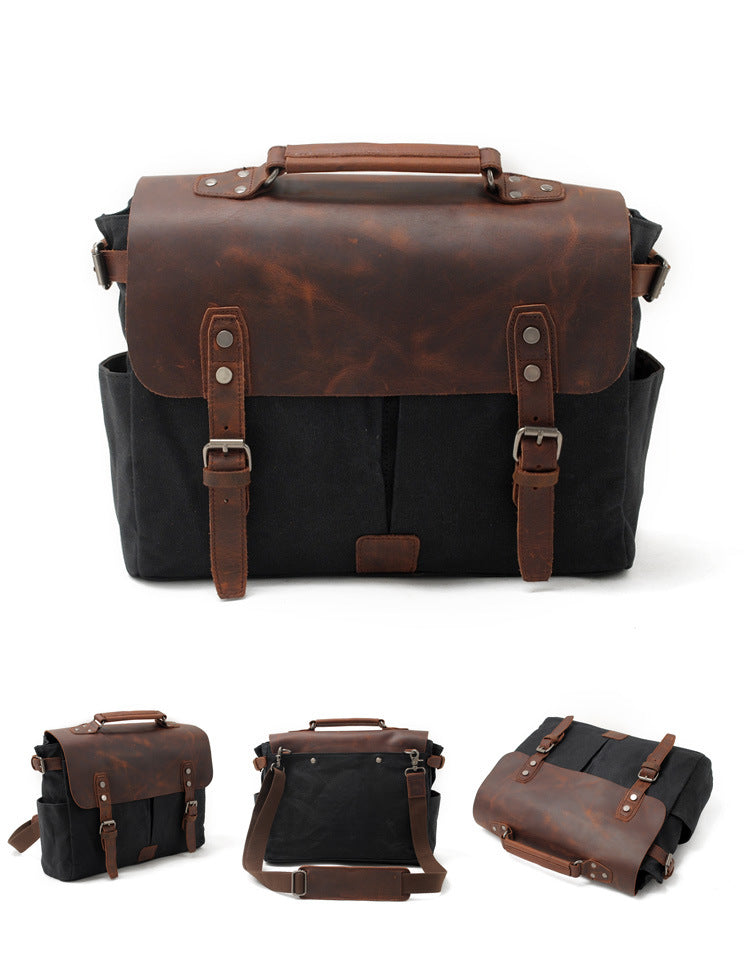 Men's Oil Wax Canvas With Crazy Horse Bags