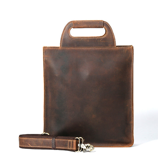 Women's & Men's & Crazy Horse Leather Vertical Genuine Men's Shoulder Bags