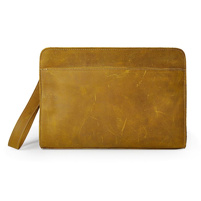 Men's Top Layer Crazy Horse Skin Cowhide Retro Large Men's Handbags