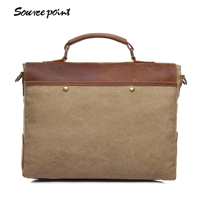 Men's Vintage Canvas With Top Layer Leather Men's Messenger Bags