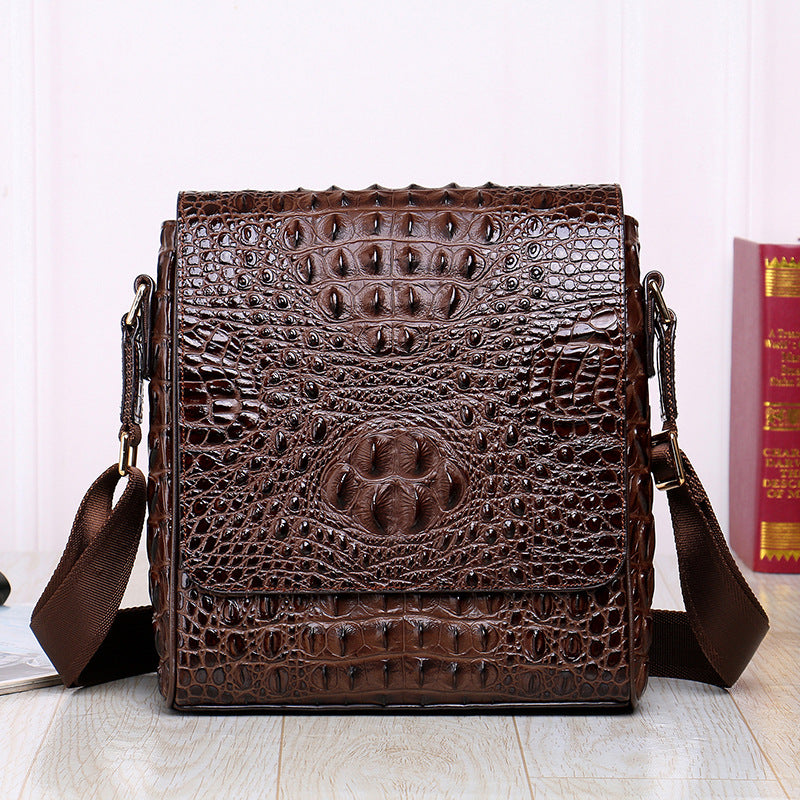 Men's Crocodile Pattern Business Vertical Cowhide Men's Messenger Bags