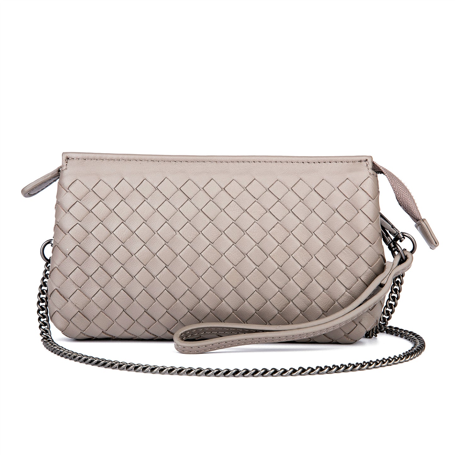 Women's Genuine Leather Trendy Handmade Woven Clutch Handbags