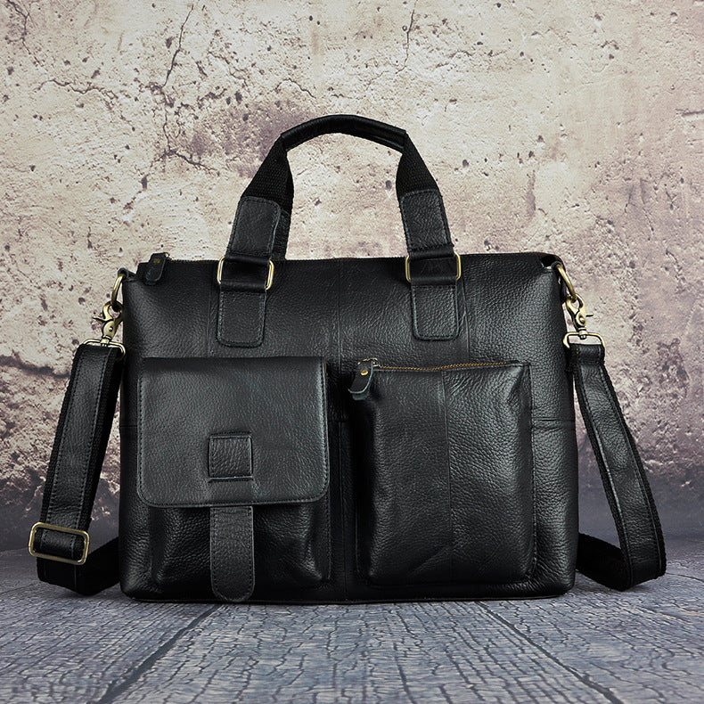 Men's First Layer Oil Wax Cowhide Vintage Inch Business Men's Briefcases