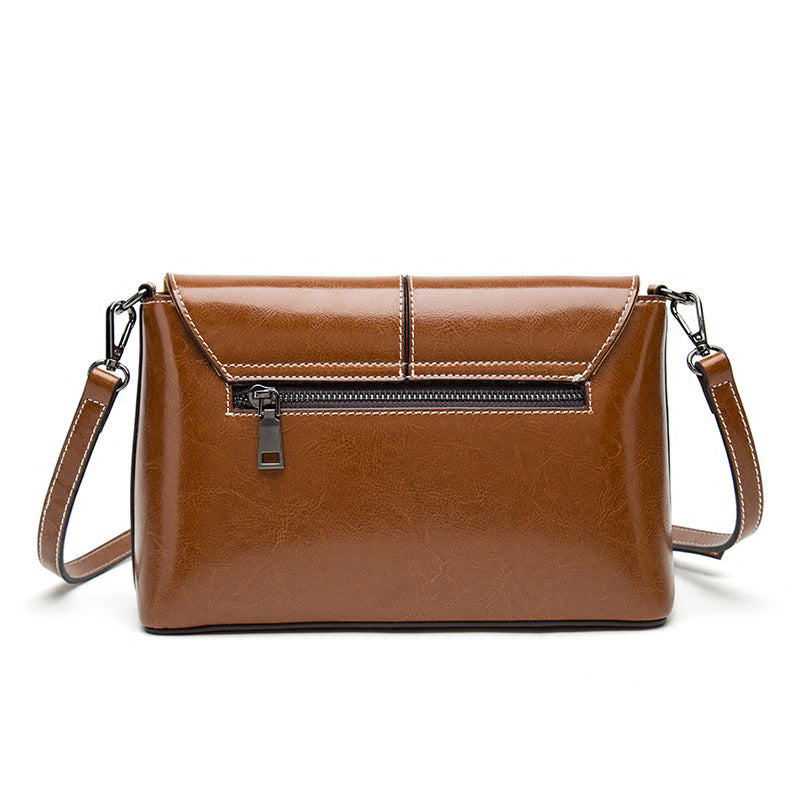 Women's Korean Style Oil Wax Cow Leather Backpacks