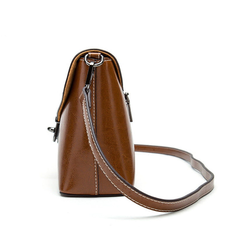 Women's Korean Style Oil Wax Cow Leather Backpacks