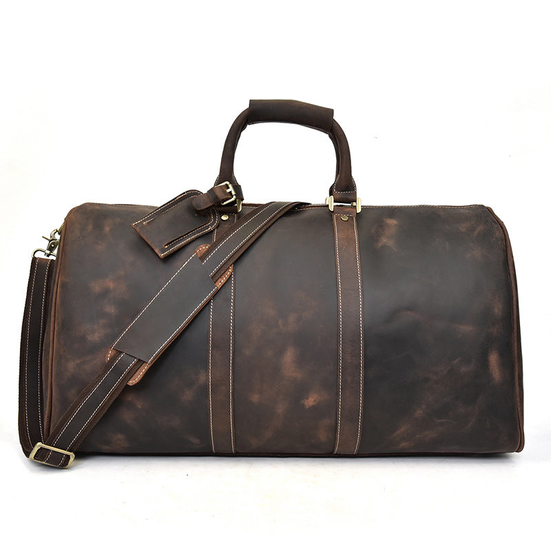 Men's Crazy Horse Leather Inch Large Capacity Handbags