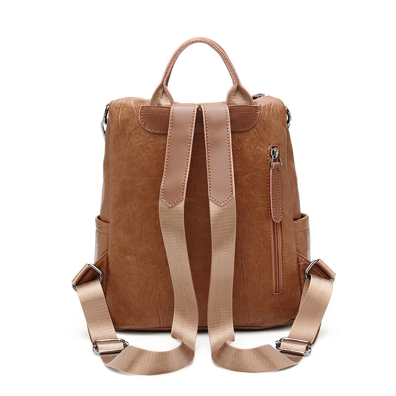 Women's Fashion Korean Fashionable Soft Leather Backpacks