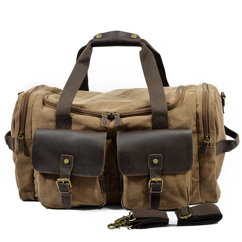 Men's Horse Leather Canvas Traveling Portable Large Capacity Travel Bags