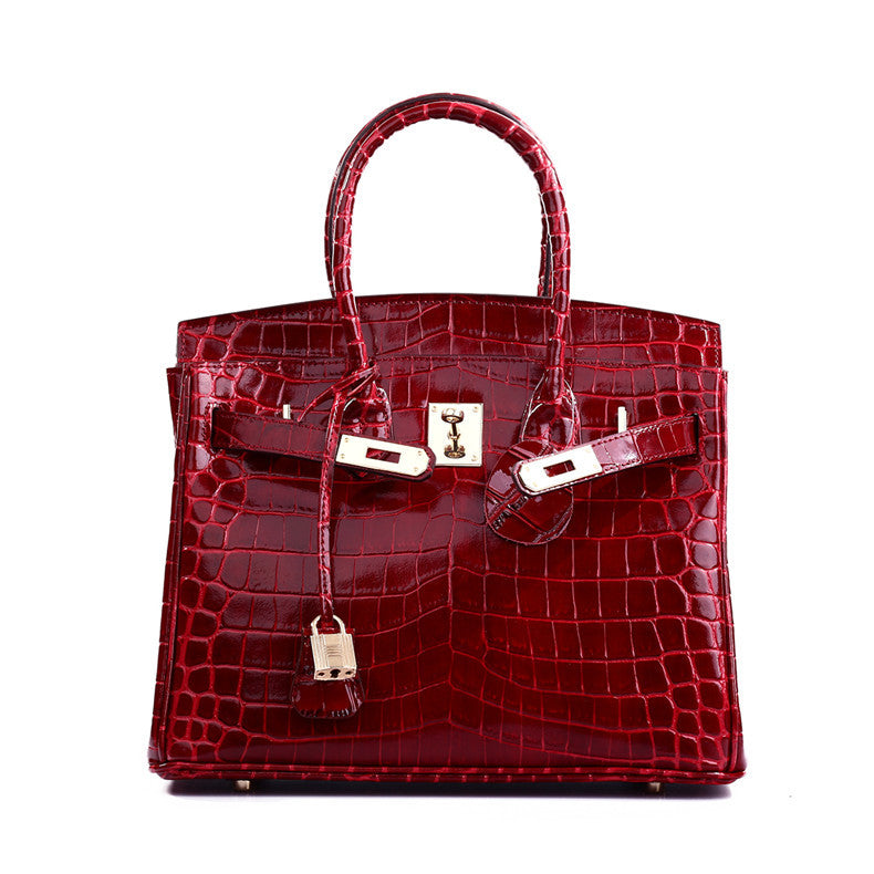 Women's Charming Crocodile Pattern Platinum Leather Handbags