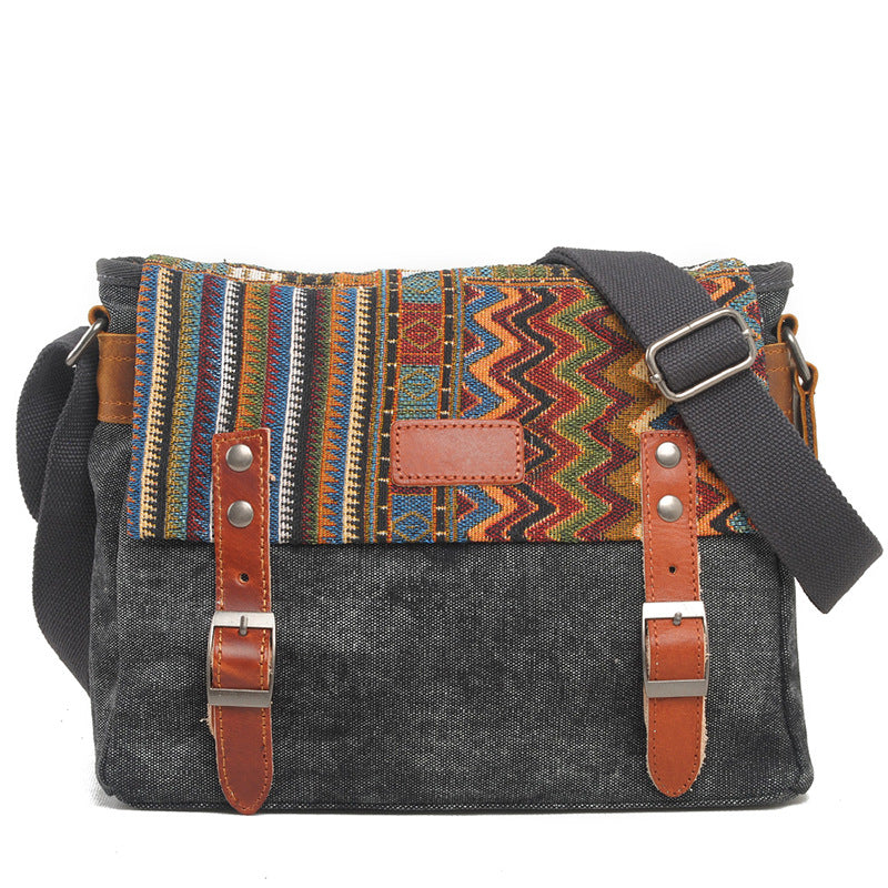 Men's Contrast Color Ethnic Style Flip Printed Men's Messenger Bags