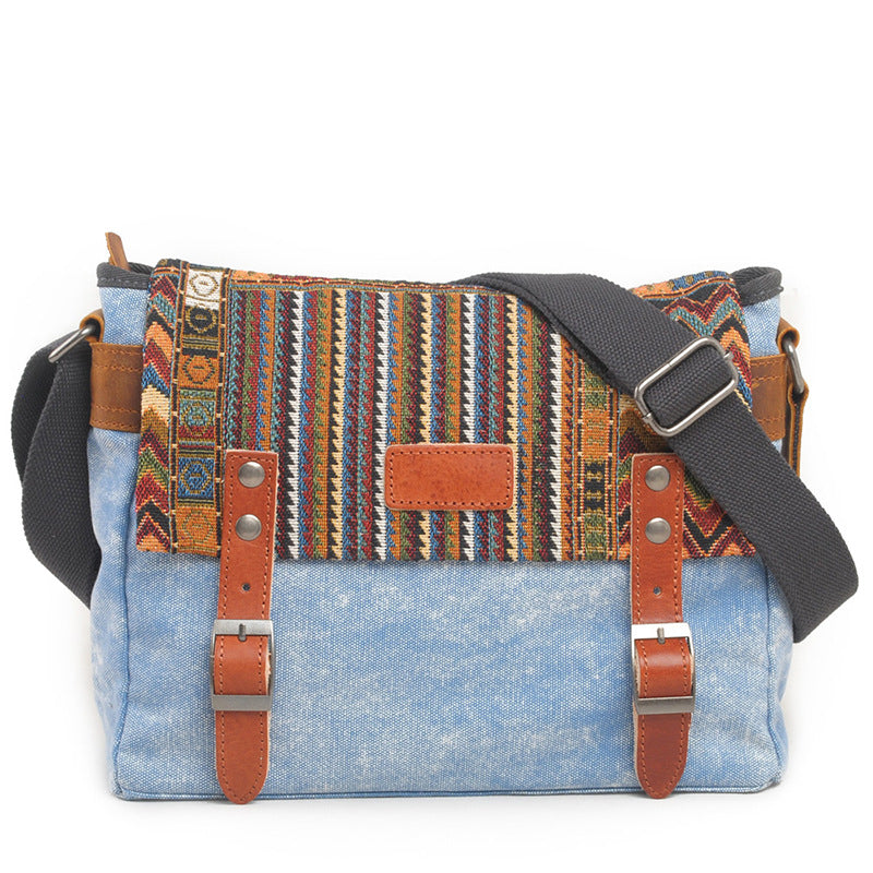 Men's Contrast Color Ethnic Style Flip Printed Men's Messenger Bags